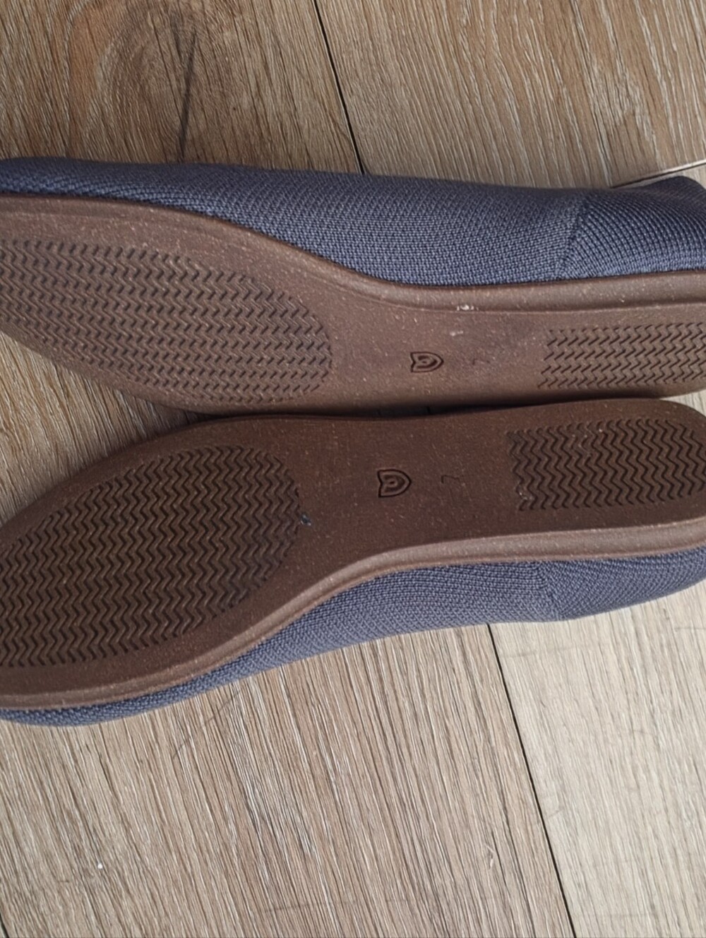 Rothy's Gray Knit Ballet Flats with Blue Trim - Picture 3 of 3